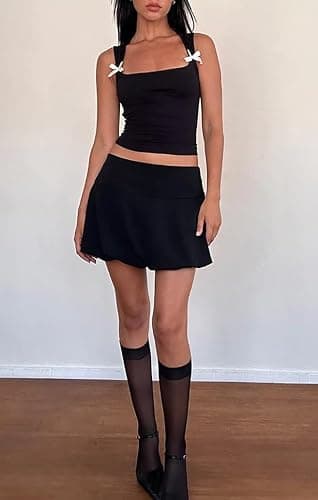 KIGRAD Women Y2k Bow Tank Top Sleeveless Scoop Neck Crop Tops Aesthetic Bow Cami Shirts Preppy Clothes Summer Going Out thumbnail 5