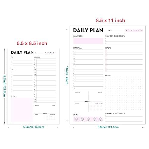 Daily Planner Notepad - Tear-Off Daily Planning Pad, Organizer with To Do Lists, Schedule, Appointment, Productivity Tracker, 50 Undated Sheets, 8.5 x 11 in thumbnail 2