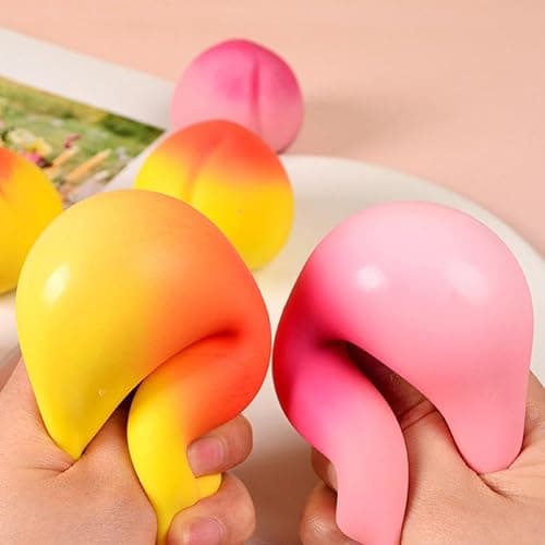 Peach Squishies, Peachs Fruit Slow Rising Soft Toy, Realistic Peach Shaped Fruit Squeeze Balls, Flexible Fidget Toys Decompression Gift for Adults Kids thumbnail 8