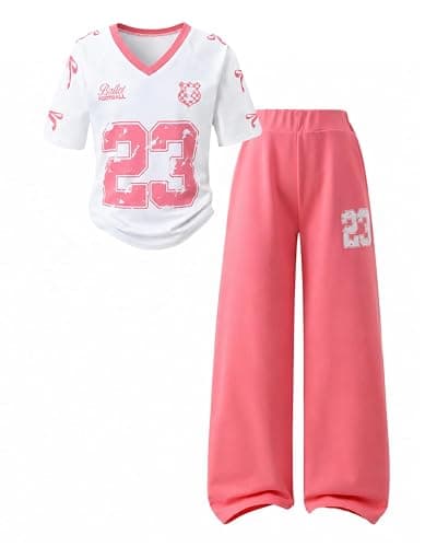 Azmxynol Tween Girls Clothes Short Sleeve Graphic T-Shirt Top + Sweatpant 2 Piece Outfit Set, Size 7-15Years - Image 1