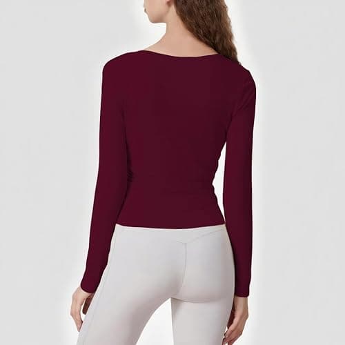 Womens Ballet Wrap Top Long Sleeve Tie Front Workout Cover Up Pilates Yoga Tops Y2k Fairy Coquette Shirt Going Out thumbnail 2