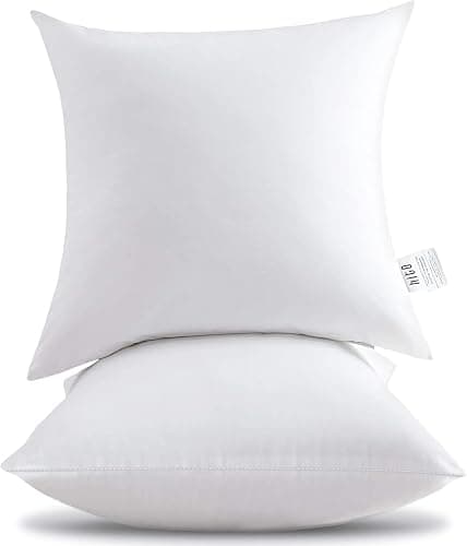 HITO 18x18 Pillow Inserts (Set of 2) - Down Alternative 100% Cotton Cover Decorative Square Throw Pillows White for Couch Bed Sofa - Image 1