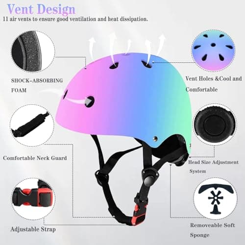 Kids Bike Helmet Adjustable Bike Helmet with Knee Pad Elbow Pads Guards, Toddler Helmets for 3-5-8-14+Riding Scooter Inline skatings Skateboard Helmet thumbnail 5