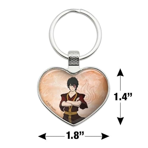 Avatar the Last Airbender Zuko Keychain Heart Love Metal Key Chain Ring thumbnail 2