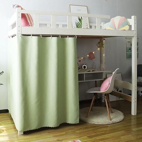 AUCOOMA Thickened Blackout Bunk Bed Curtains Dorm Room Privacy Canopy Bottom Loft, Green, 1 Piece