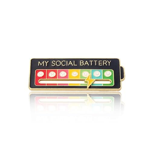 Battery mood found - My Battery mood Creative Lapel Pin, Fun Enamel Emotional Pin 14 Days A Week - White+Black thumbnail 3