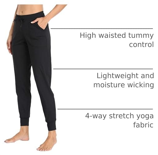Oalka Women's Joggers High Waist Yoga Pockets Sweatpants | Stretchy, Comfortable, Lightweight, Sports, Workouts, Running, Gym, Casual, Athletic, Travel Trousers For Women thumbnail 4