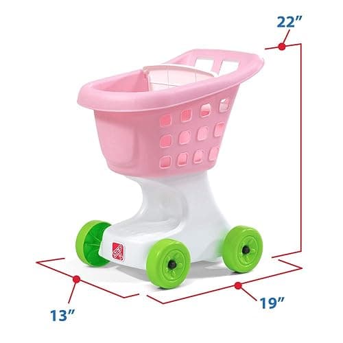 Step2 Little Helper's Shopping Cart for Kids, Play Grocery Cart, Made of Durable Plastic, for Toddlers 2+ Years Old, Pink thumbnail 3