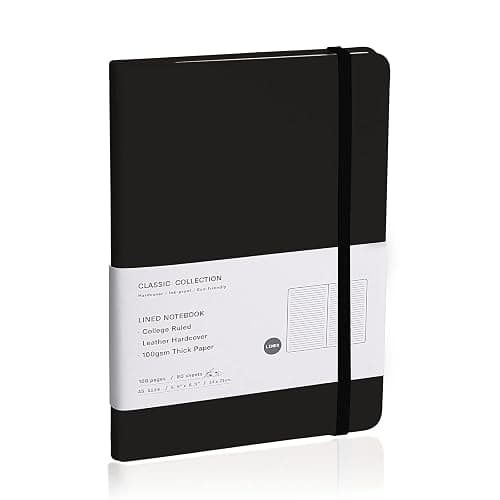 EMOMAS Lined Journal Notebook – Hardcover Notebook for Men & Women – Journals for Writing, Work, School, Home & Daily Notes, 160 Pages – Medium A5, 5.7"x8", 100 gsm Thick Paper (Black) - Image 1