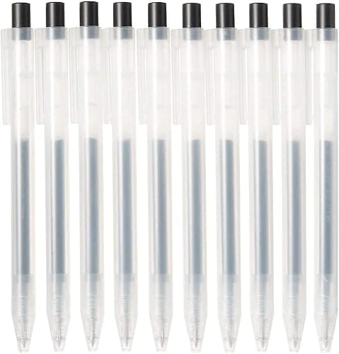 Muji Smooth Gel Ink Ballpoint Pen Knock Type Retractable 10-Pieces Set, 0.5 mm Nib Size, Black (Black) - Image 1