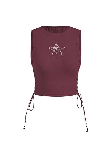 SOLY HUX Women's Tank Tops Y2K Sleeveless Ribbed Star Crop Tank Top Summer Going Out Tops - Image 1