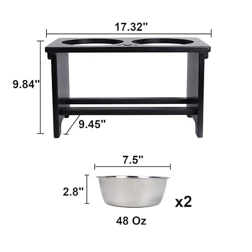 HTB Elevated Dog Bowls,Raised Dog Bowl Stand with 2 Stainless Steel Bowls,Elevated Raised Dog Bowls for Large Medium Small Sized Dogs thumbnail 5