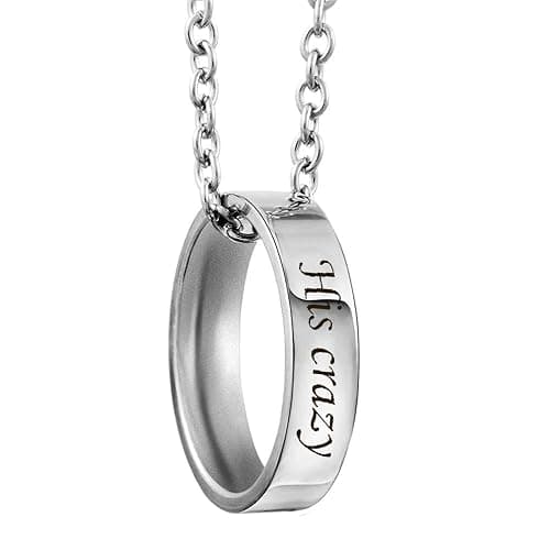 MJartoria Matching Necklaces for Couples-His and Her Engraved Ring Pendant Necklaces Anniversary Valentines Gifts for Boyfriends Girlfriends thumbnail 8