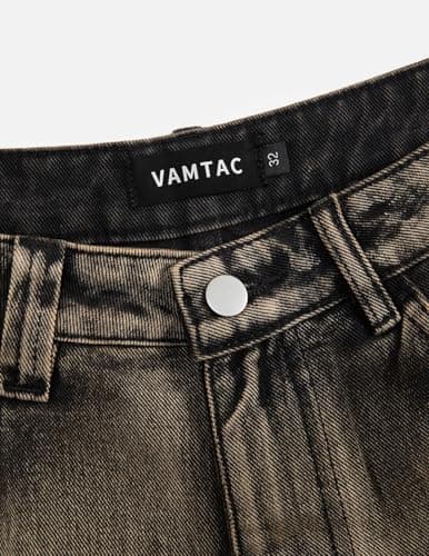 Vamtac Mens Baggy Jean Shorts Y2K Washed Long Denim Shorts Casual Loose Fit Streetwear Jorts, Brown, 32 thumbnail 4