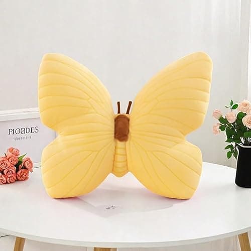 Labauxite Butterfly Shaped Throw Pillow, Soft Butterfly Stuffed Seat Cushion Pad,Plush Pillow Velvet Decorative Animal Pillow for Couch Living Room Bed (Yellow) thumbnail 3