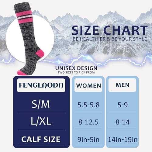 fenglaoda 8 Pairs Compression Socks for Men & Women 20-30 mmHg Knee High Nurse Pregnant Running Medical and Travel Athletic thumbnail 2