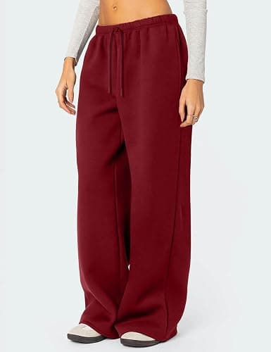 HeSaYep Women's Fleece Lined Sweatpants Winter Warm Wide Leg Sweat Pants Baggy Casual Pants with Pockets thumbnail 3