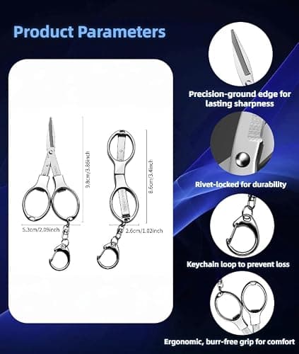 ATIVERE Folding Scissors 2 PCS Foldable Secure TSA Keychain Scissors All Purpose, Stainless Steel Retractable Badge Reel Scissors for Office, Travel, Fishing thumbnail 3