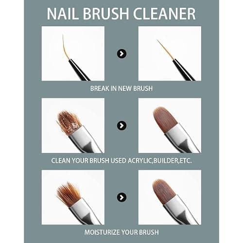 AIJIMEI Nail Brush Cleaner Restorer Nail Brush Cleaner Solution Clean Manicure Brushes Set A with Glass Cup & Cleaning Cotton Pads for Nail Art Gel Polish Painting Brushes 58ml thumbnail 5