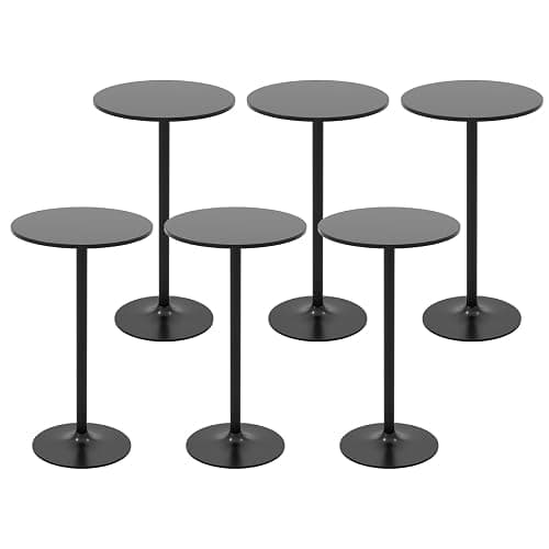 Giantex Two-in-one Bar Table with Detachable Pole, Metal Base, 24" Round Top, 40"/22" Two Convertible Height, Cocktail Table, Coffee Table, Pub Table for Dining Room, Restaurant, Kitchen (6, Black) - 6 - Black - Image 1