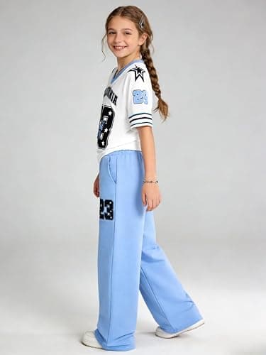 Azmxynol Tween Girls Clothes Short Sleeve Graphic T-Shirt Top + Sweatpant 2 Piece Outfit Set, Size 7-15Years thumbnail 3