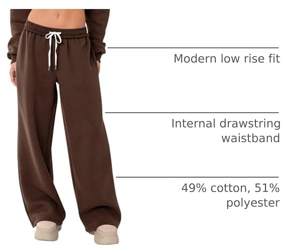 LOMON Wide Leg Sweatpants Women Fleece Sweat Pants Fall Winter Clothes 2026 | Teen Girl Baggy Spring Inner Drawstring Waist Jogger Sweatpant with Pockets thumbnail 4