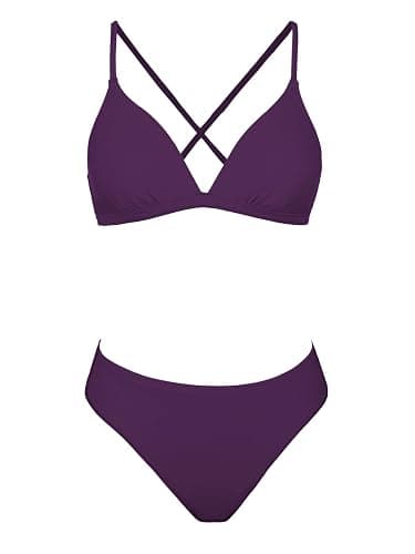CUPSHE Bikini Set for Women Two Piece Swimsuits V Neck Low Rise Crisscross Back Self Tie Spaghetti Straps thumbnail 4