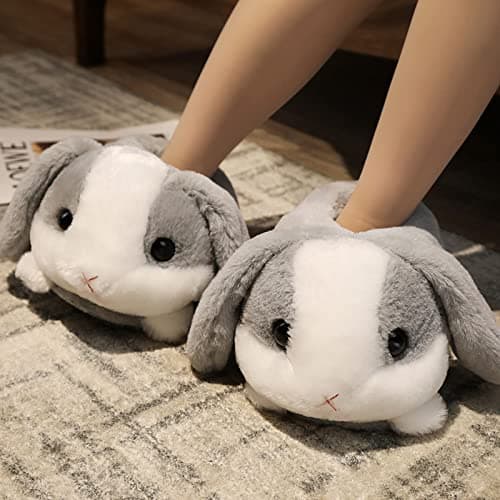 Aopuro Women's Animal Rabbit Slippers Cute Plush Warm Cartoon Slippers Gifts for Birthday Christmas thumbnail 2