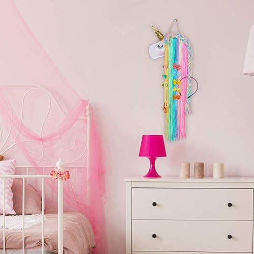 Beinou Unicorn Hair Clips Holder Rainbow Yarn Tassels Hair Bows Storage Organizer Unicorn Theme Party Decorations thumbnail 2