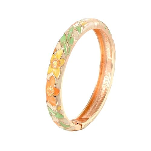 UJOY Bangles 5 Pcs Enamel Jewelry Set Rose Flower Engraved Cloisonne Bracelets Pack in a Box 5PCS thumbnail 2