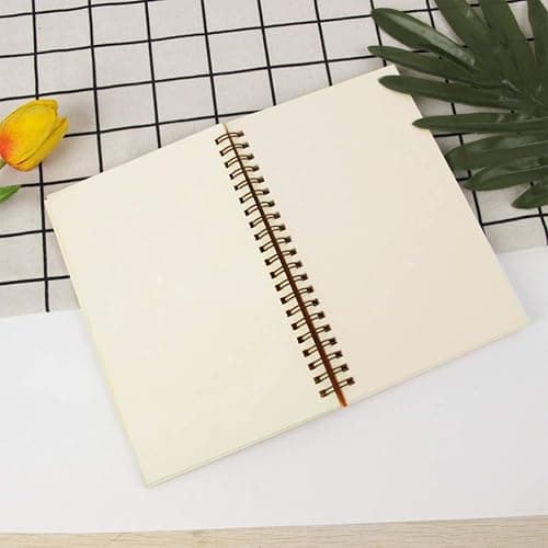 4 Pack A5 Sketchbook, Spiral Cover Blank Page Sketch Book Sketch Pad, Kraft Cover Sketch Drawing Pad Art Book, 50 Sheets Blank Paper Sketch Book for memos, Painting and Graffiti(Black) thumbnail 2