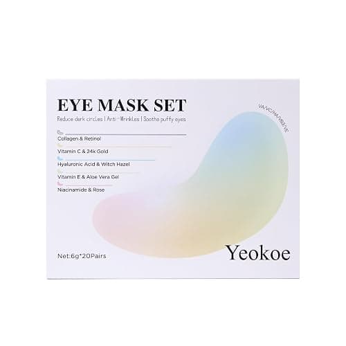 Yeokoe Under Eye Patches for Dark Circles,Eye Mask for Puffy Eyes With Collagen,Retinol,Vitmin C,Hyaluronic Acid and Niacinamide Face Masks Skincare Spa Gifts for Woman 20Pairs thumbnail 8