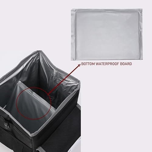 upra Car Trash Can with Lid,Bag Hanging Storage Pockets,Adjustable Tissue Holder & Straps,Portable Waterproof Garbage Bin, 1.98 Gal Large Capacity Multipurpose Bin thumbnail 5