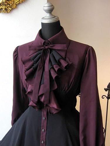 ZZEQYG Schwarzes Gothic-Kleid für Damen und Mädchen, lange Ärmel, Polyester, Rüschenkleid mit Schleifen thumbnail 2
