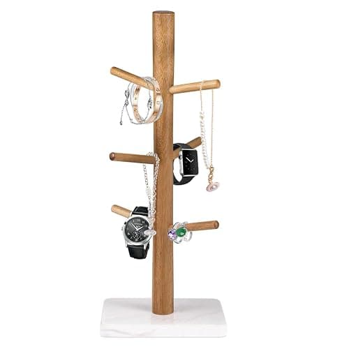 Buruis Wood Mug Holder, Marble Base Cup Rack Tree, Cup Stand Hanger, Kitchen Coffee Mug Tree Countertop Tea Cups Holder Stand, Coffee Mugs Dryer with 6 Hooks, White thumbnail 7