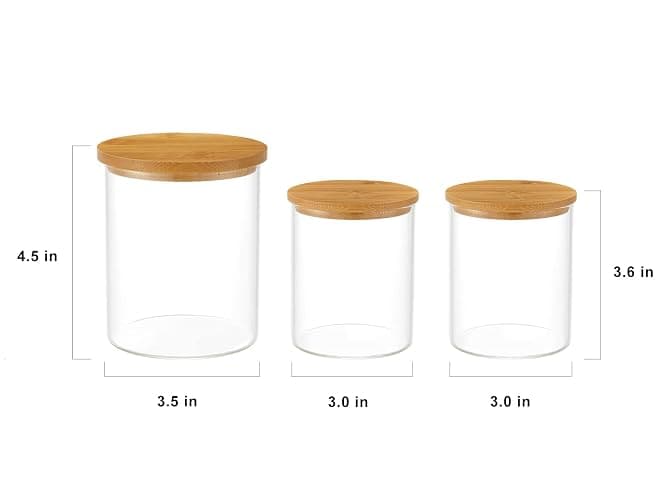 INIUNIK 3 Pack Glass Qtip Holder Dispenser, 20 oz and 11 oz Clear Glass Apothecary Jars, Bathroom Vanity Canisters Organizer Jars for Cotton Swabs, Balls, Rounds, Pads, Floss, Bath Salts thumbnail 3