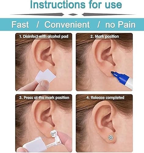 AVYRING Gold Ear Piercing Kit 2mm, 2mm Ear Piercing Gun, Disposable Ear Piercing Kit with Piercing Earrings Studs Surgical Steel Painless Self Piercing 20g Flat Back Earring Ball Zircon thumbnail 4