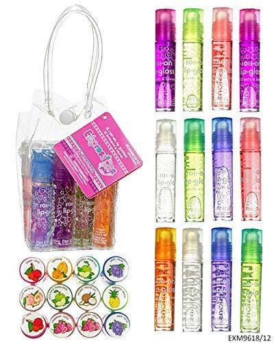 Expressions girl 12pc Roll On Lip Gloss Set with Carrying Case, Glossy Lip Make-up for Kids and Teens - Fruity Flavors, Non Toxic, Kid Friendly, Party Gift, Best Friends - 12 Pack Flavored Lip Gloss thumbnail 10