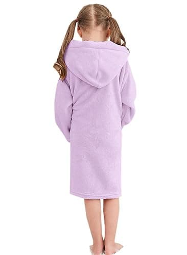 Umeyda Girls Fleece Hooded Robes, Warm Printed Bath Robe for Kids Soft Fuzzy Bathrobe for Gifts thumbnail 5
