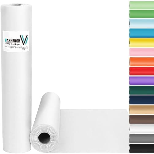 Vanhench White Wrapping Paper 17.5"x1200"(100'), White Easel Painting Drawing Paper Roll Kids Art Supplies, Chart Poster Bulletin Board, Floor Covering Arts Crafts Gift Wrap 80GSM 55LB - Image 1