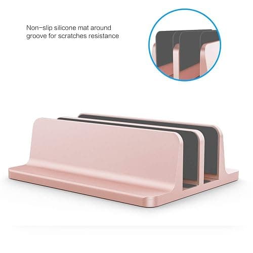 BECEMURU Adjustable Aluminum Laptop Stand, Rose Gold, Fits 14mm to 42mm Laptop Thickness, Protective Non-slip Mat thumbnail 3