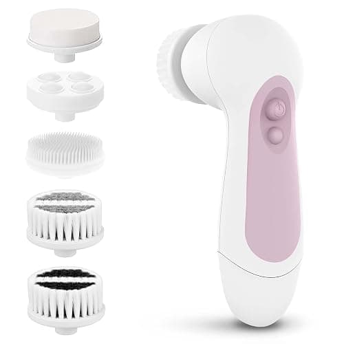 Waterproof Facial Cleansing Spin Brush Set with 5 Exfoliating Brush Heads - Electric Face Scrubber Cleanser Brush by CLSEVXY - Face Brush for Gentle Exfoliation and Deep Scrubbing - Image 1