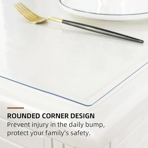 Warmstar Clear Table Cover Protector 36 x 60 Inch,1.5mm Thick Table Cover | Plastic Rectangle PVC Clear Table Protector ,Desk Protector Mat for Kitchen, Dresser, Writing Desk，Dining Room Table thumbnail 6