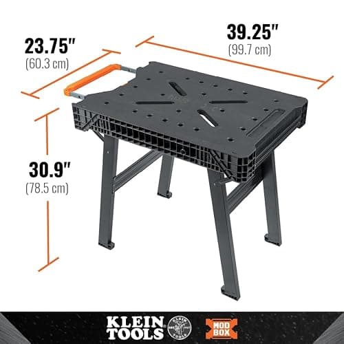 Klein Tools 54410MB MODbox Work Bench, Folding Work Table, Lightweight Portable Workstation, 1000-Pound Capacity, 39.25 x 23.75 x 30.9-Inch, Compatible with MODbox Rail System thumbnail 3