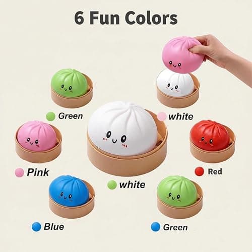 Large Dumpling Squishy Stress Ball, 4 Inch Jumbo Rainbow Mystery Squishy Bun Sensory Toys for Anxiety Relief Fidget, Soft Squeeze Toys for Adults & Kids, Classroom Prizes & Party Favors (Purple) thumbnail 4