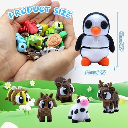 YoukkbbL 50 Pcs Mini 3D Printed Animals Figurines Set, 3D Printed Toys for Kids, Easter Basket Stuffers for Boys and Girls, School Classroom Prizes, Party Favors, Flexible Articulated Fidget Toys thumbnail 3