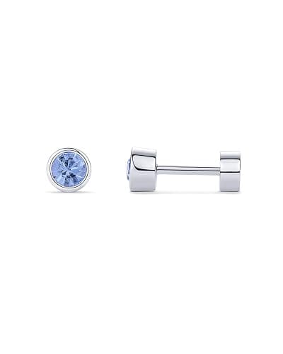 PAVOI 14K Gold Plated 925 Sterling Silver Post Colored Cubic Zirconia Flatback Earrings for Women | Small Cartilage Stud Earring | Helix Piercing Jewelry - Image 1