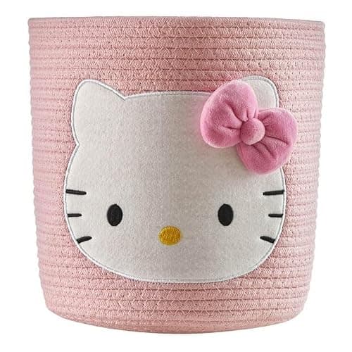 Idea Nuova Sanrio Hello Kitty Rope Storage Basket,10" H x 10" W, Decorative and Functional Organizer for Kids Room or Nursery - Hello Kitty - Image 1
