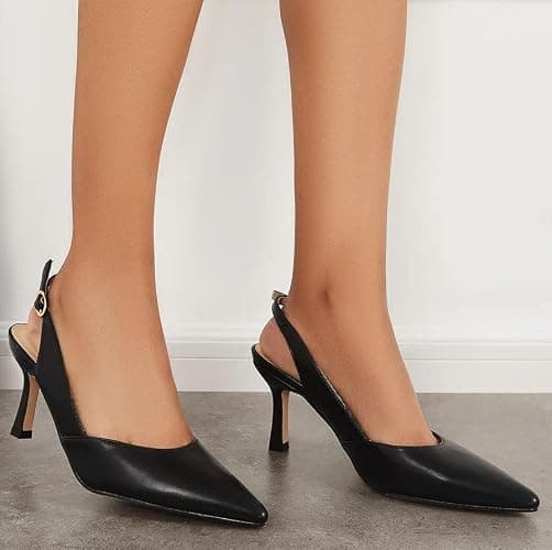 Rilista Women's Slingback Kitten Heels Closed Pointed Toe Wedding Party Dress Pumps Shoes thumbnail 2