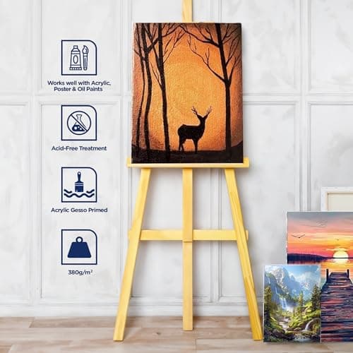 Bluebird Canvas Board - 4x4, 4x6, 5x7, 8x10, 9x12, 11x14. Set of 14 Gesso-Primed White Blank Canvases for Painting - 100% Cotton Canvas Board for Acrylic, Poster, Oil Paint thumbnail 4
